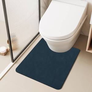 lot 3295 image: Toilet Rug U-Shaped 20x24 Navy Blue, Non-Slip, Quick-Dry, Low-Pile