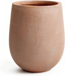 lot 3302 image: $110 Planters for Indoor Plants 18.7 Ribbed Round Pot, Drainage