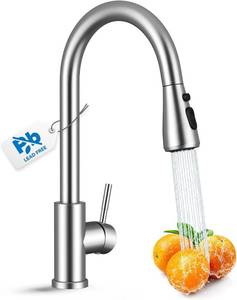 lot 3309 image: VFAUOSIT Lead-Free Faucet Pull-Down Sprayer, Brushed Nickel