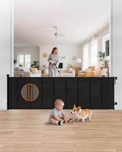 lot 3313 image: $57 Retractable Baby Gate, Extra Wide 100 Wide, 34 Tall, Black