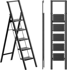 lot 3319 image: $108 SOLADDER 5 Step Ladder, Folding Stool with Handgrip, 300 lb