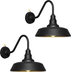 lot 3344 image: $97 12-Inch Gooseneck Barn Lights, Dusk to Dawn, Waterproof Black