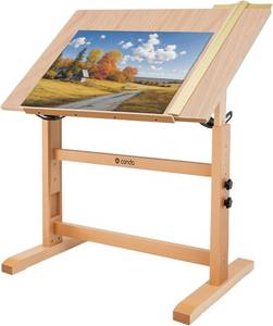 lot 3345 image: $136 Conda Wood Drafting Table - Adjustable Height, 35.5x23.5 Plan