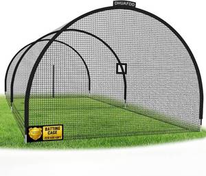 lot 3377 image: $140 Backyard Batting Cages 22x10x10 ft with Zipper Door, Steel Frame