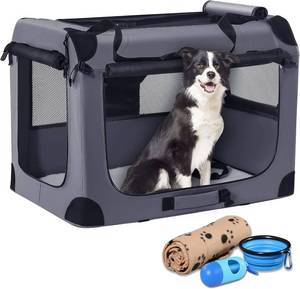 lot 3398 image: $85 Petprsco Portable Dog Crate - 32x23x23 in Collapsible Travel
