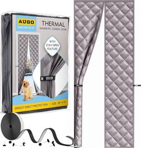 lot 3399 image: AUGO Thermal Door Curtain - Magnetic Insulated Winter Cover