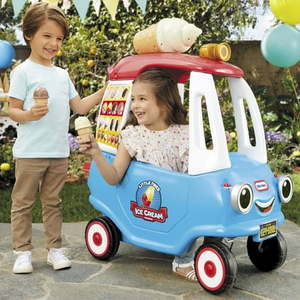 lot 4904 image: Little Tikes Cozy Ice Cream Truck  Ride-On Toy Ice Cream Truck Cozy Coupe for Ages 1.5 - 5 Years - Retail $120