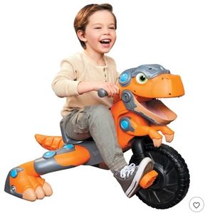 lot 4910 image: Little Tikes Chompin  Dino Trike Ride-On Tricycle for Ages 3 to 5 with Adjustable Seat and Dinosaur Sounds - Retail $60