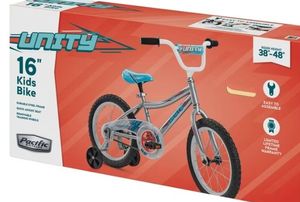 lot 4923 image: Pacific Unisex Unity 16 Kids Bike - Silver - Retail $80