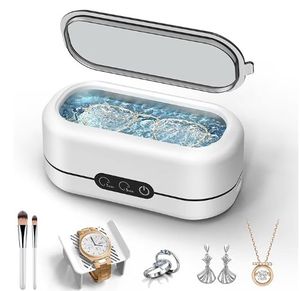lot 4942 image: Ultrasonic Jewelry Cleaner, 48KHz Ultrasonic Cleaner Machine for Jewelry, Eyeglasses, Rings, Watch Strap, Dentures-Dual Cleaning Modes, 304 Stainless Steel Tank - Retail $43