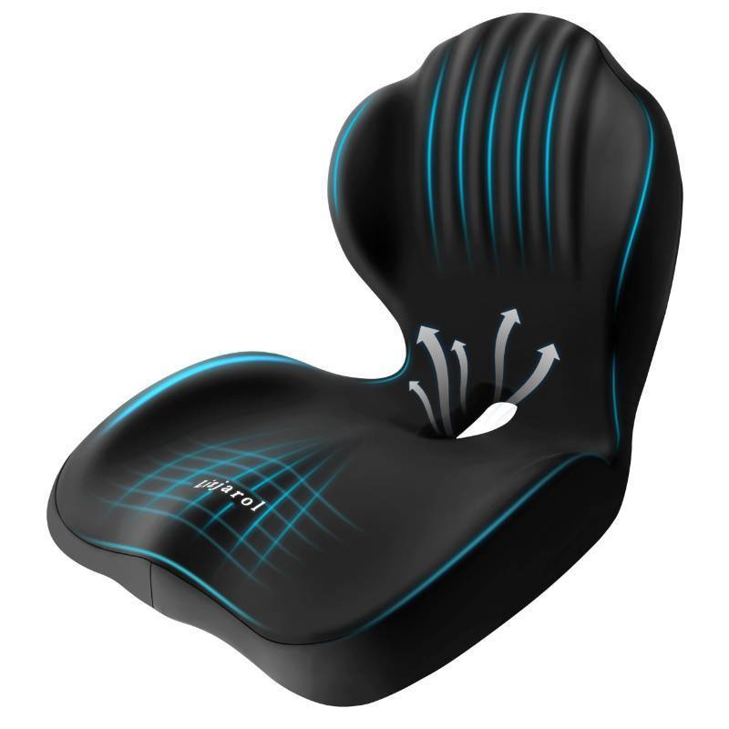 lot 1222 image: Extra Large Seat Cushion - Memory Foam Cushion for Office Chair, Car Seat, Airplane - Sciatica & Hip & Coccyx Pain Relief Desk Chair Cushion for Long Sitting Office Workers, Car Drivers (Black) - Retail $40