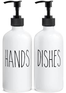 lot 1155 image: Soap Dispenser Set 2 Pack, Contains Dish and Hand Soap Dispenser. (White) - Retail $19