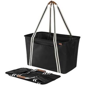lot 1018 image: CleverMade Collapsible CarryAll Tote, Black (Pack of 2) - Retail $47