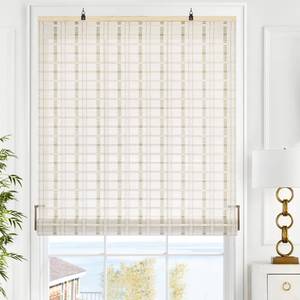 lot 1032 image: Bamboo Blinds, Roll Up Shades for Windows, Light Filtering Hanging Window Blinds, Bamboo Shades for Patio IndoorOutdoor Porch, 35 W x 466 H, Whitewash B - Retail $54