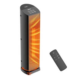 lot 1045 image: Lasko Space Heater for Indoor Use - 24 inches 1500W Ceramic Heater with Remote Control, 12 Hour Timer,, LED Display, for Bedroom Office Indoor - Retail $60