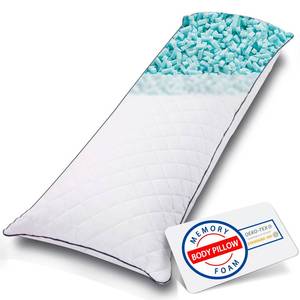 lot 1059 image: 1 MIDDLE ONE Body Pillow, Memory Foam Body Pillows for Adults Sleeping, Long Pillow for Bed, Big Large Firm Full Body Pillow for Side Sleeper, 20x54 Inch, Blue - Retail $29