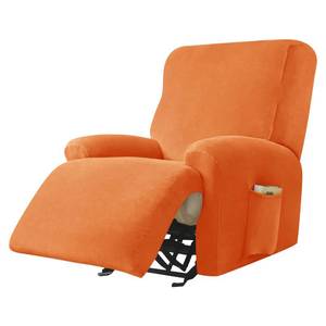 lot 1068 image: PENDEJATO Stretch Recliner Covers, 4-Piece Ultra Soft Velvet Recliner Chair Slipcover Single Seat Couch Cover Furniture Protector without Pocket (Orange) - Retail $31