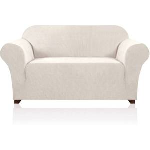 lot 1069 image: 2pc Brushed Twill Loveseat Sofa Cover Slipcover Couch Cover for 2 Cushion Sofa Washable Sofa Cover for Pets Friendly Furniture Protector Covers (Loveseat, Natural) - Retail $38