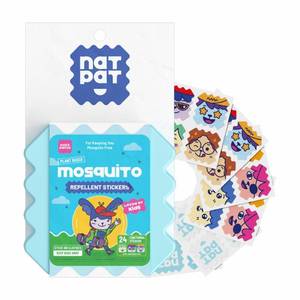 lot 1120 image: NATPAT 24ct BuzzPatch DEET��Free Kids Mosquito Repellent Stickers Citronella Scented, Safe for All Ages, Ready to Use - Retail $17