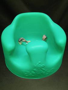 lot 1124 image: Bumbo Baby Infant Soft Foam Comfortable Support Wide Floor Seat with 3 Point Adjustable Harness for Ages 3 to 12 Months, Green - Retail $60