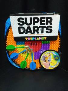 lot 1131 image: Toyplanet Super Darts Game Set with Colorful Board and Safety Darts - Retail $12
