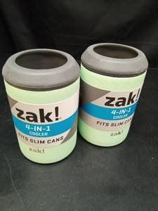 lot 1151 image: 2 Zak Designs 12.5oz Standard Can Cooler - Mint Green - Retail $20