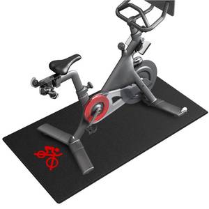 lot 1181 image: Crostice Bike Trainer Mat Compatible with Peloton Bike, for Treadmill & Row, THK 6mm, Under Mat Protect Hardwood Floor Carpet, Trainer Accessory for Indoor Stationary Exercise Bicycle - Retail $33