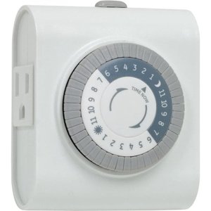 lot 1192 image: 24 Hour Heavy Duty Indoor Mechanical Daily Plug-In Timer  2-Outlets - Retail $23