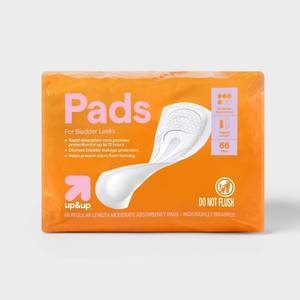 lot 1197 image: Incontinence Pads for Women - Moderate Absorbency - Regular - 66ct - up&up�� - Retail $15