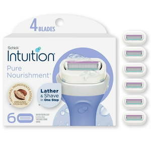 lot 1214 image: Schick Intuition Pure Nourishment 4-Blade Women s Razor Blade Cartridge Refills  6 Count - Retail $21