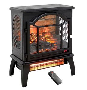 lot 1221 image: KOFOHON Freestanding Electric Fireplace Heater,Portable Infrared Fireplace Stove with 4 Types of 3D Realistic Flame Effects,Adjustable Temperature Compact Indoor Space Heater,Timer&Remote,22-1500W - Retail $144