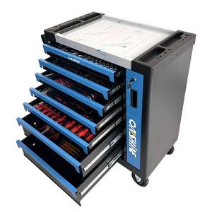 lot 31 image: UNUSED - Onshine 7-Drawer Rolling Tool Cabinet w 254 Tools Included - Black