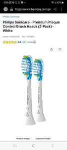 lot 26119 image: Philips Sonicare - Premium Plaque Control Brush Heads White, 8 Replacement Heads