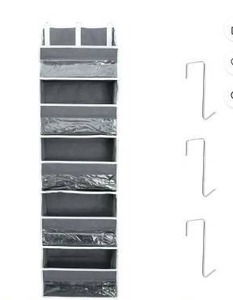 lot 26122 image: Over The Door Organizer, Gray, 3 Pack