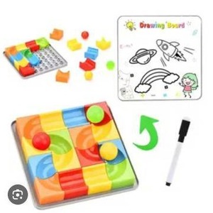 lot 26184 image: Childrens Dry Erase Building Block Balance Board Game