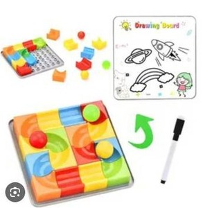 lot 26189 image: Childrens Dry Erase Building Block Balance Board Game