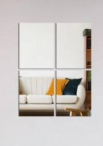Self-Adhesive Mirror Tiles Square Wall Decor, Pack of 4