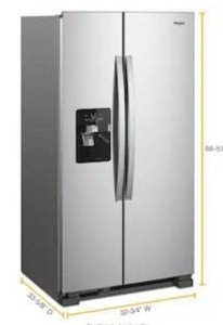Whirlpool 21.4-cu ft Standard-Depth 33-in Wide Side-by-Side Refrigerator with Ice Maker ,Water and Ice Dispenser, Stainless Steel, Model WRS331SDHM