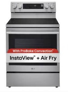 LG 30 in., 6.3 cu. ft. Smart Wi-Fi True Convection Insta View 5-Burner Electric Oven w/ Air Fry Printproof Stainless Steel