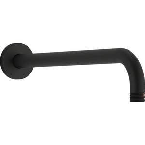 lot 10821 image: Kohler Statement 16 in. Wall Mount Single Function Rain Head Shower Arm and Flange in Matte Black