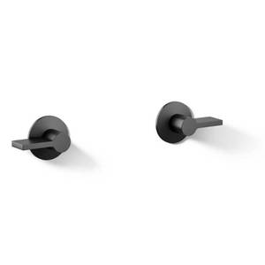 lot 10826 image: Components 2-Handle Wall-Mount Bathroom Sink Faucet Lever Handle Trim in Matte Black