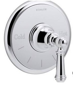 lot 10830 image: Kohler Thermostatic Valve Trim Only with Single Lever Handle, Chrome
