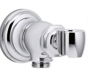 lot 10834 image: Occasion Wall-Mount Handshower Holder with Supply Elbow and Check Valve, Chrome