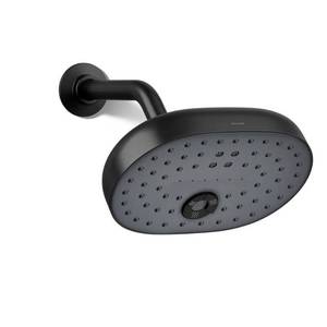 lot 10846 image: Kohler Statement 3-Spray Patterns with 1.75 GPM 8 in. Wall Mount Fixed Shower Head in Matte Black
