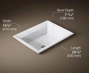 lot 10867 image: Kohler Artifacts 21 Inch Rectangular Drop In Bathroom Sink, K-21781