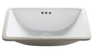 lot 10869 image: Rectangular Ceramic Undermount Bathroom Sink in White