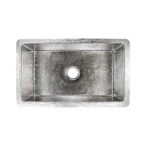 lot 10880 image: Native Trails Cpk93 Cocina 30 Inch Undermount Single Basin Copper Kitchen Sink, Nickel, 15.5 D x 10 H Inches