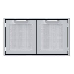 lot 10883 image: Hestan 36 Inch Outdoor Double Sealed Pantry, Stainless Steel, Retail $2,889.00