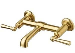 lot 10895 image: DVX Oak Hill Gold-Tone Wall Mount Bathroom Faucet