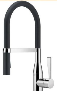 lot 10896 image: Modern Pull-Down Kitchen Faucet with Black Hose